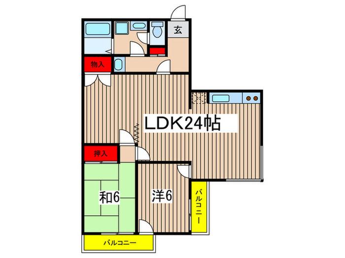 飯島ガーデンハウス(2LDK/2階)の間取り写真