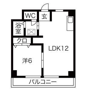 サンシティ西郊(1LDK/3階)の間取り写真