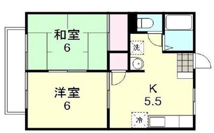 サンライフ倉敷B棟(2K/1階)の間取り写真