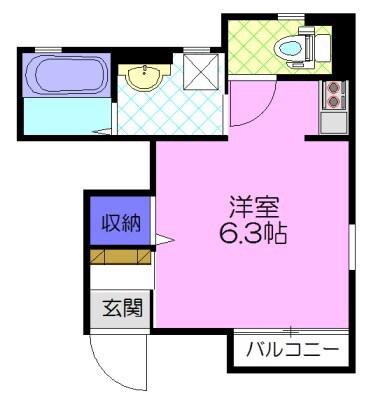 クローバーハイツ(ワンルーム/1階)の間取り写真