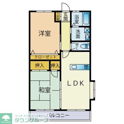 武美ハイツ(2LDK/2階)の間取り写真