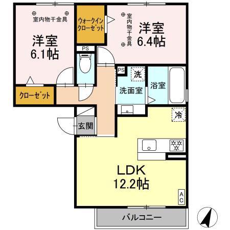プール リアン(2LDK/2階)の間取り写真