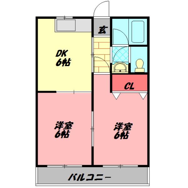八紘マンション(2DK/1階)の間取り写真