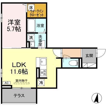 ジェルベーラ(1LDK/1階)の間取り写真