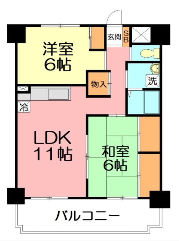 グランディア11(2LDK/4階)の間取り写真