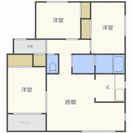 リバージュ本町(3LDK/1階)の間取り写真