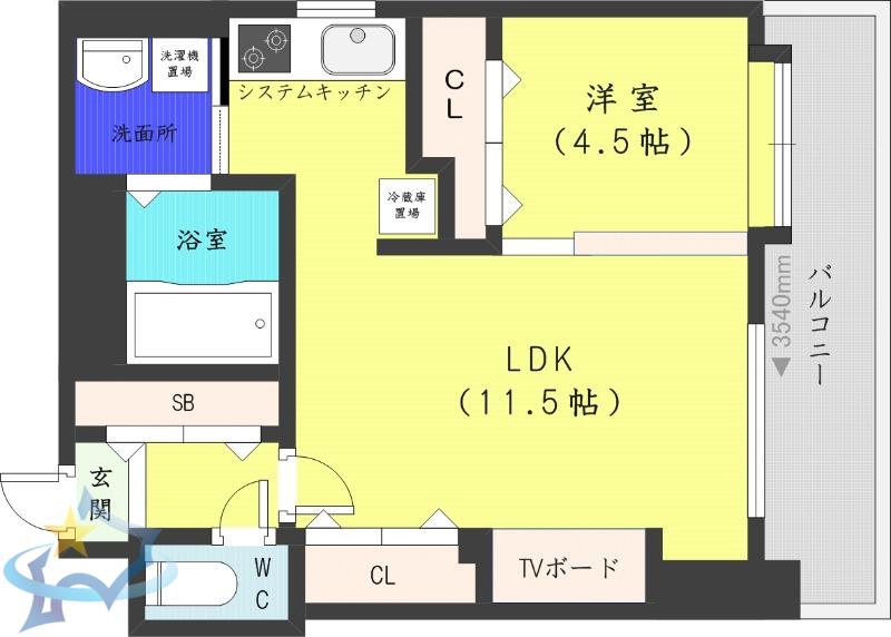 ピュア東彩館2(1LDK/2階)の間取り写真