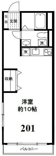 グロリアハイツ(ワンルーム/2階)の間取り写真