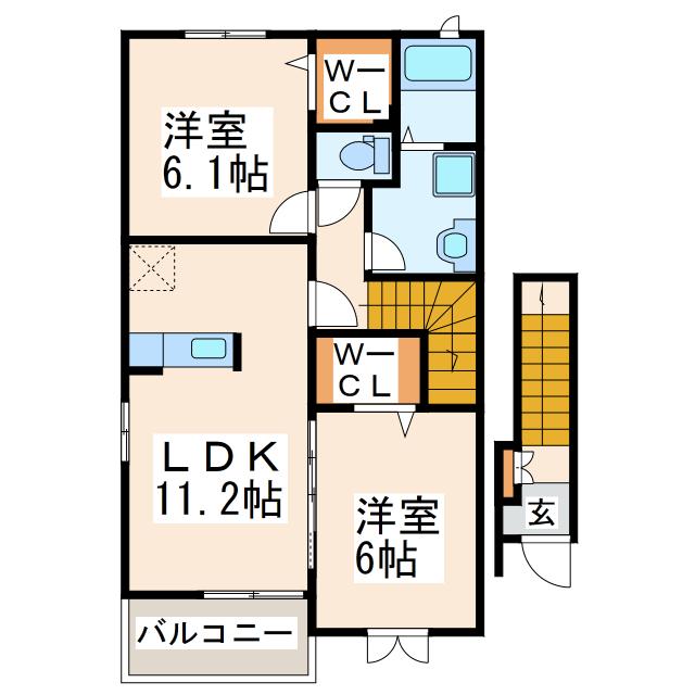 PARIS B(2LDK/2階)の間取り写真