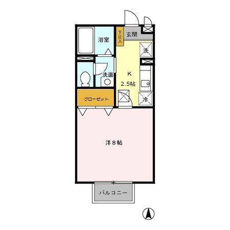 アゼリアコート(1K/1階)の間取り写真