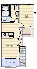LOTUS八幡(1LDK/1階)の間取り写真
