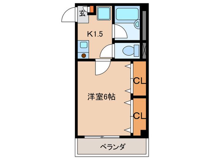 サンゼル田柄5(1K/2階)の間取り写真