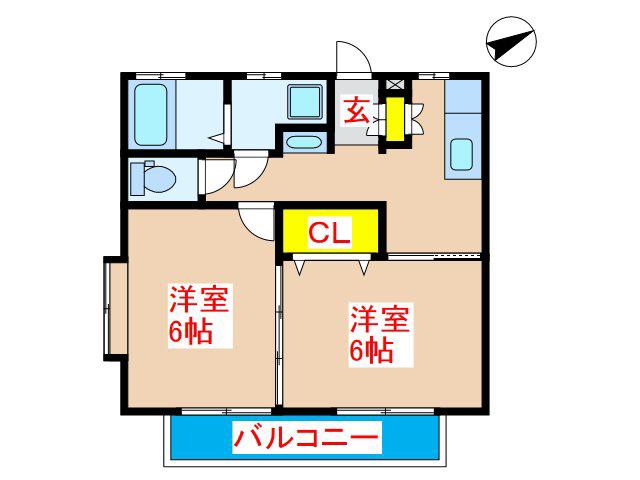 敏ハイムII(2K/2階)の間取り写真