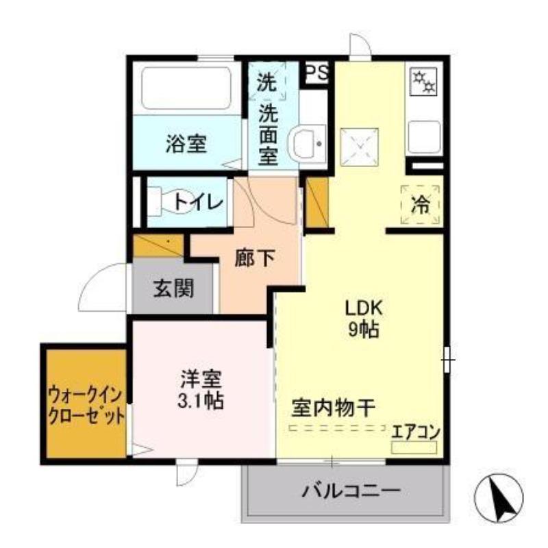 アプリコットA(1LDK/1階)の間取り写真