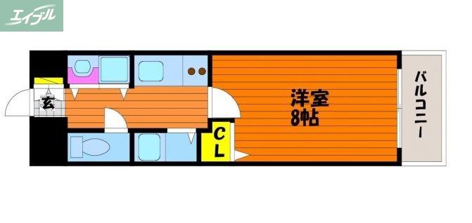 スタシオン南(1K/11階)の間取り写真