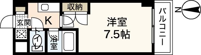 VILLA大芝(1K/4階)の間取り写真
