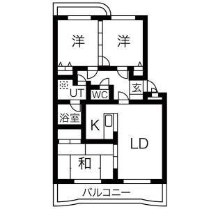 グローリィ平子西(3LDK/3階)の間取り写真