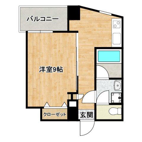オンコート九条(1K/3階)の間取り写真