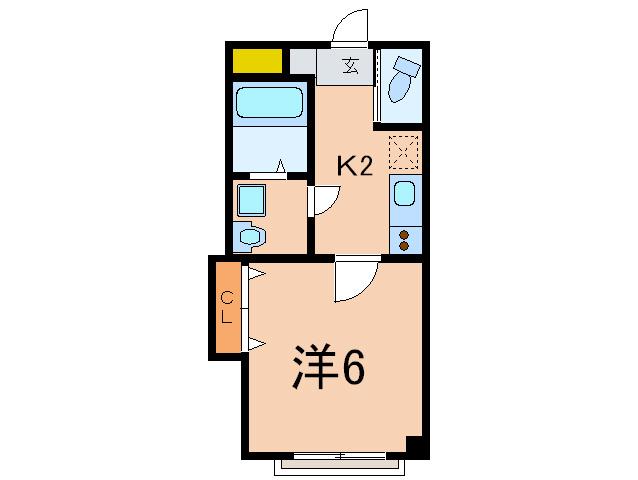 COCOフォレスト(1K/1階)の間取り写真