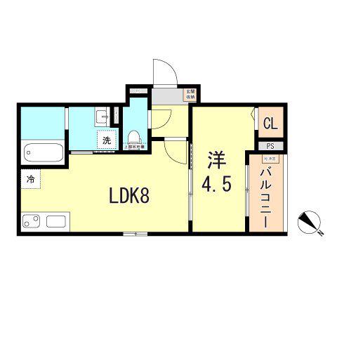 CRASTINE魚住町(1LDK/2階)の間取り写真