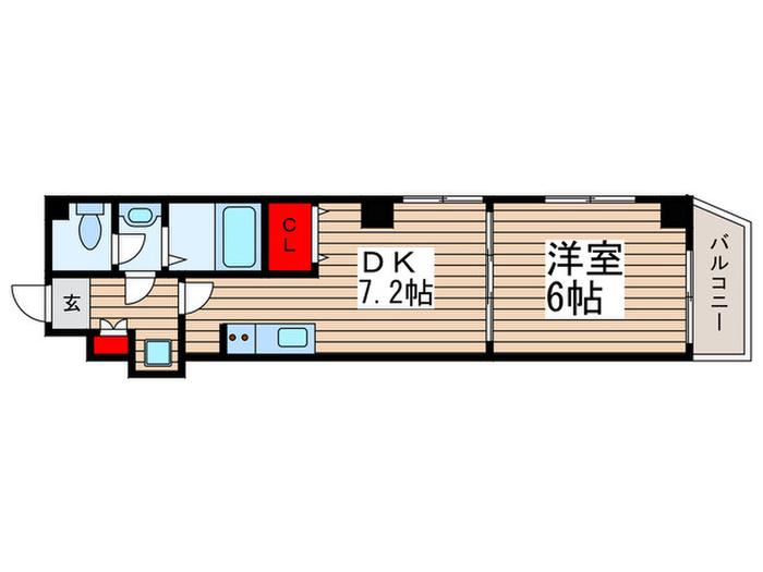 エクセレントコート津田沼(1DK/2階)の間取り写真