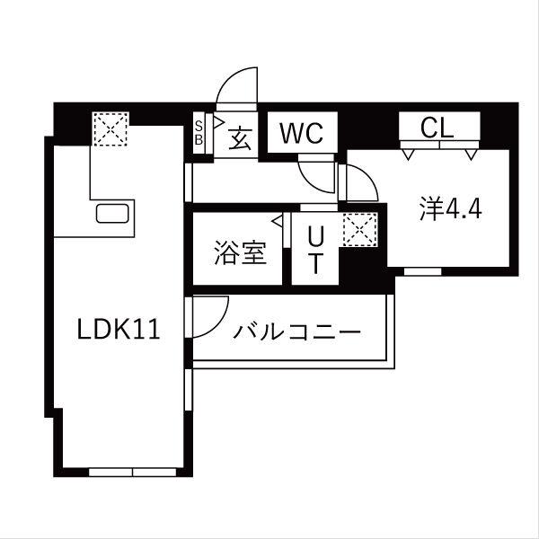ザ・レジデンスパーク栄(1LDK/13階)の間取り写真
