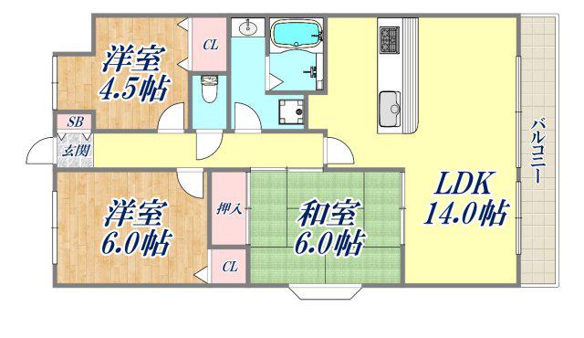バウムイセ(3LDK/2階)の間取り写真