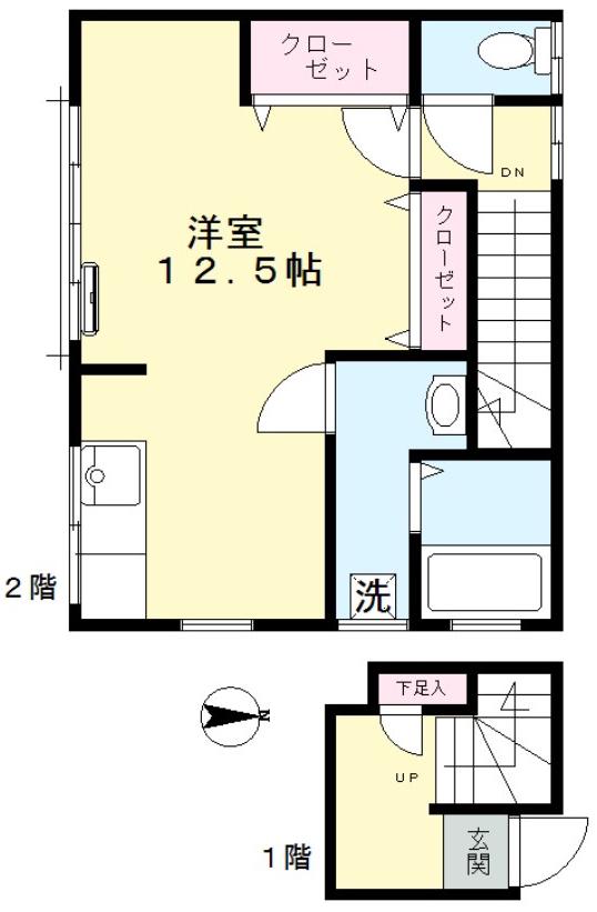 SKハイツ(ワンルーム/2階)の間取り写真