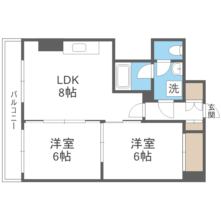 豊平アシュウ(2DK/5階)の間取り写真