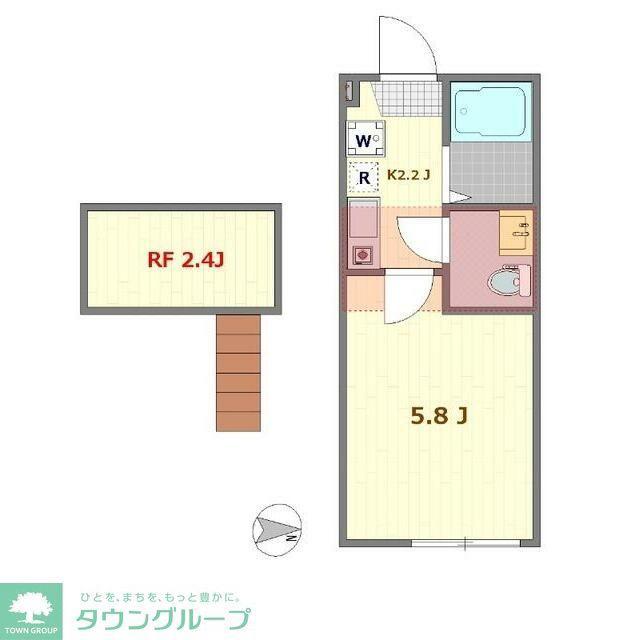 武蔵新城46AP(1K/2階)の間取り写真