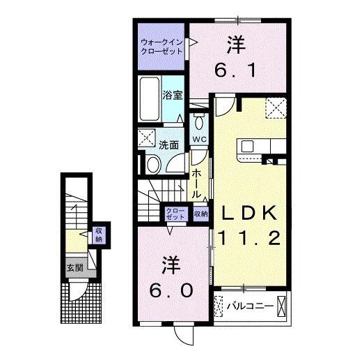 レジデンス ツツミ(2LDK/2階)の間取り写真