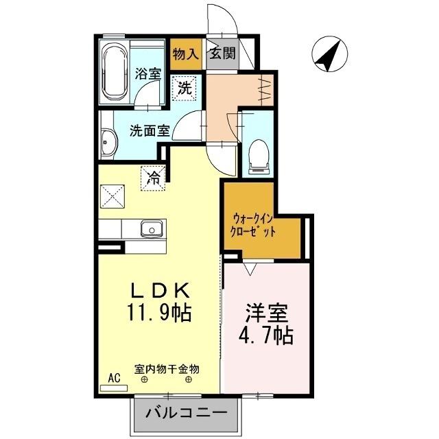 プランドールU(1LDK/1階)の間取り写真