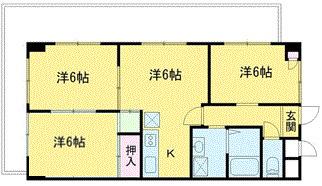 シティライフ赤塚(3DK/4階)の間取り写真