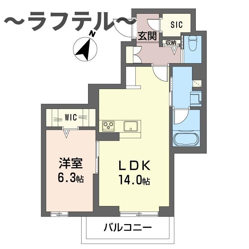 プレシュー航空公園(1LDK/1階)の間取り写真