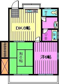 エクセルビル(2DK/2階)の間取り写真
