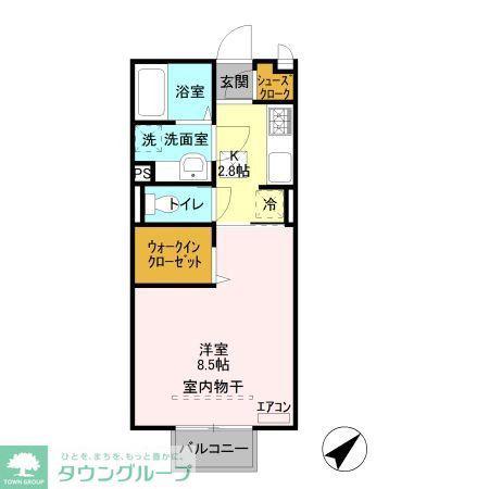 プレシャス前橋A(1K/1階)の間取り写真