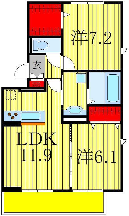 コンフォールクレール(2LDK/2階)の間取り写真