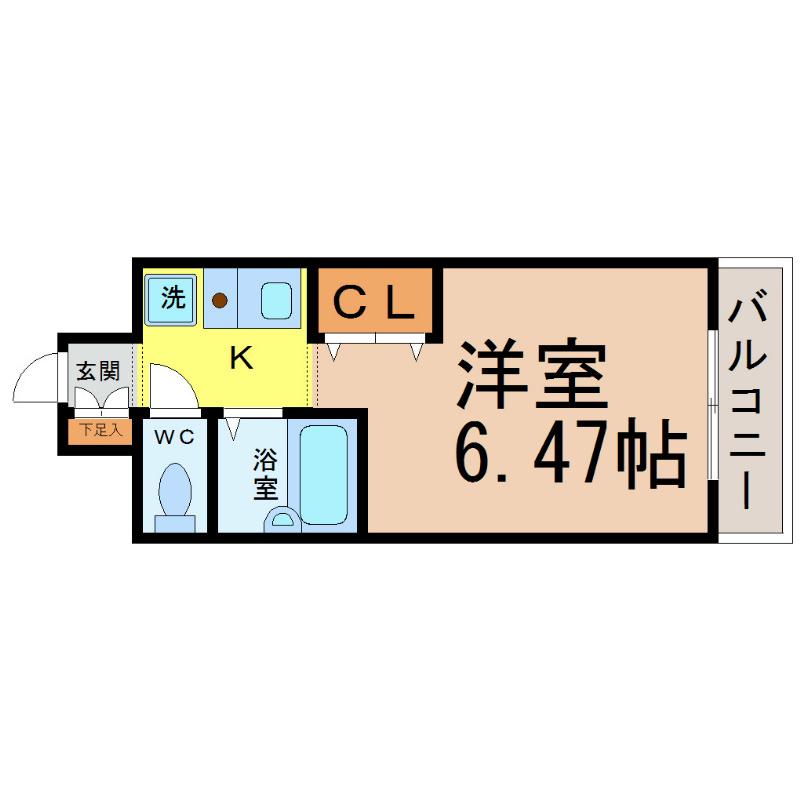 ブロンズ森島(1K/7階)の間取り写真