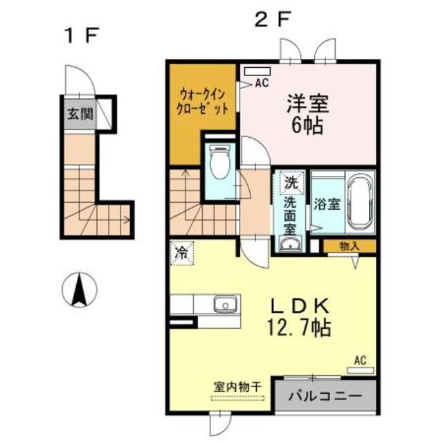グラーヴェル(1LDK/2階)の間取り写真