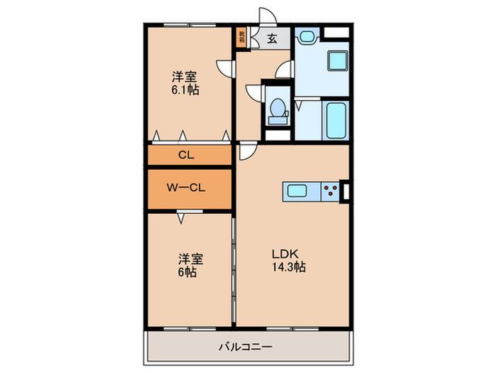 ソフテールB´ZII(2LDK/3階)の間取り写真