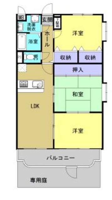 マンションT&S(3LDK/1階)の間取り写真