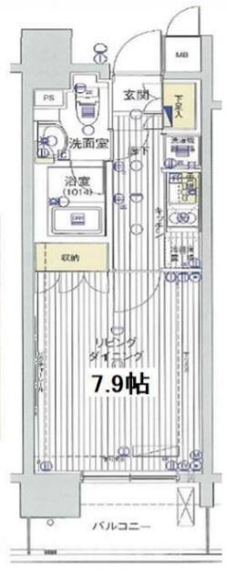 レックス海岸通レジデンス(1K/2階)の間取り写真