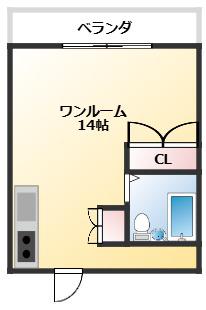 TTルネッサンス(ワンルーム/2階)の間取り写真