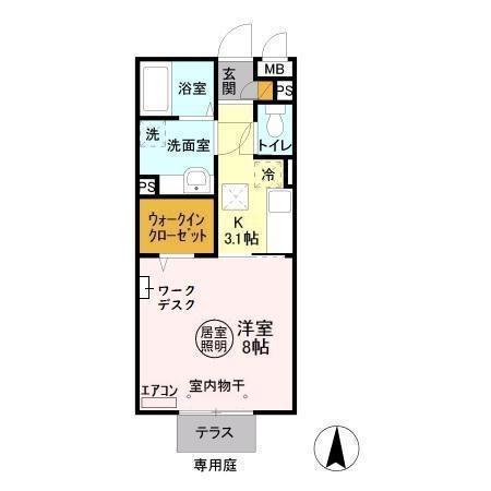 プリモ フィオーレ(1K/1階)の間取り写真