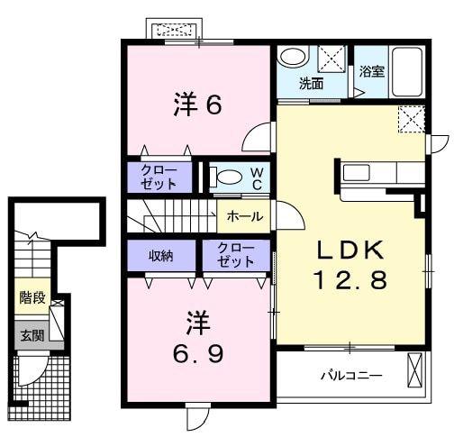 シェルト ストーリアIII(2LDK/2階)の間取り写真