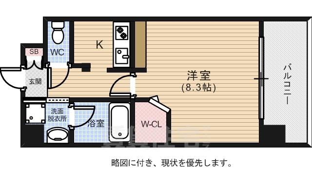 ルービンス観音3(1K/7階)の間取り写真