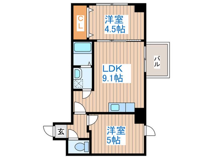 グランドジョラスN6(2LDK/2階)の間取り写真
