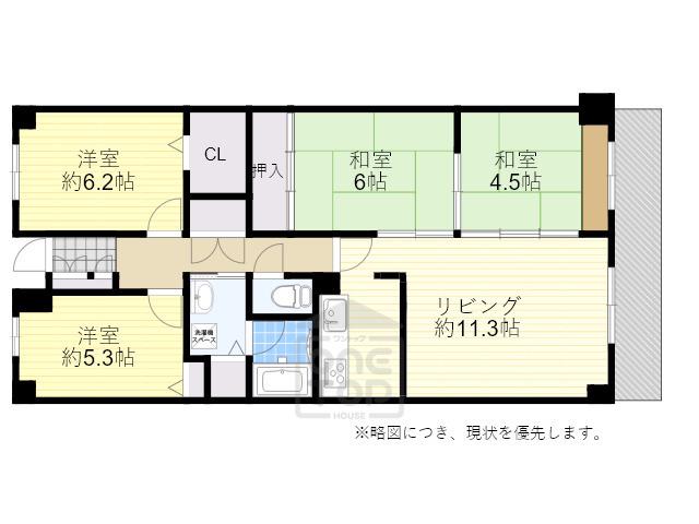 千里中央パークヒルズ H棟(4LDK/4階)の間取り写真