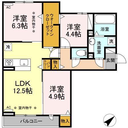 ジーニアル柏井(3LDK/3階)の間取り写真