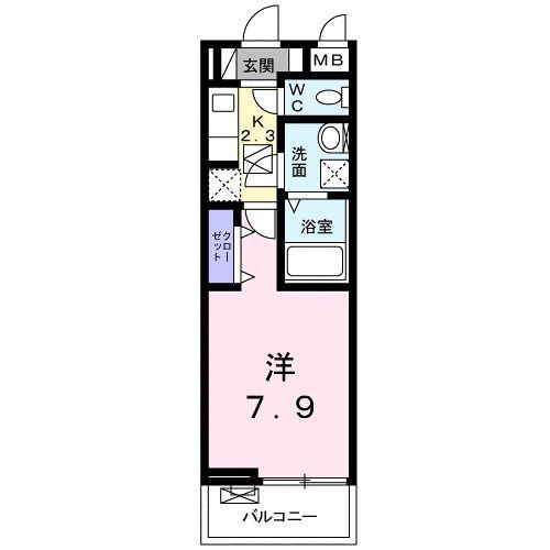 ラグラス(1K/1階)の間取り写真